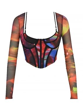 House of CB Mesh Multi-Color Corset Crop Top